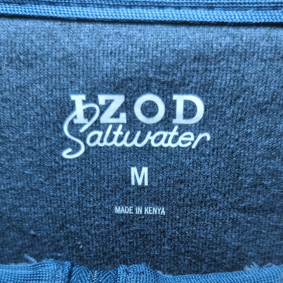 Izod Saltwater Blue Quarter-Zip Pullover with Logo Men's Size M - Picture 2 of 5